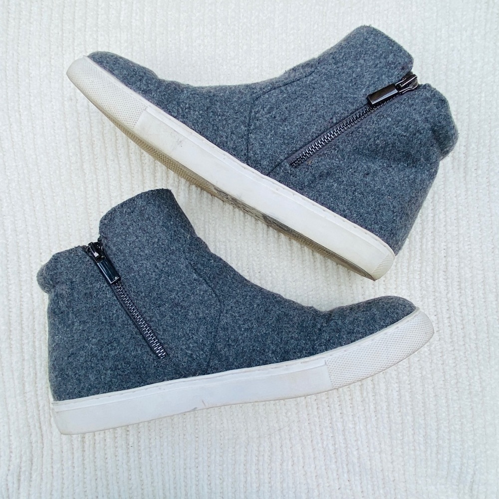 Kenneth Cole Keenan Gray Wool High Top Sneakers Women’s 9 Side Zip